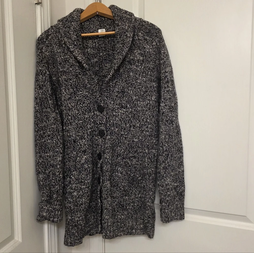 J. Crew Wool Blend Knit Collared Cardigan Sweater Womens L Cottage Core Preppy